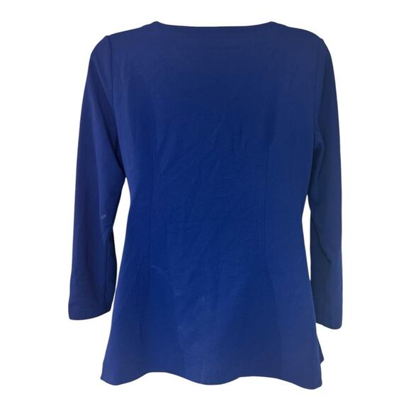 Midnight Velvet Grommet Tunic Stretchy Office Desk to Dinner Party Blue Pantset - Picture 10 of 16